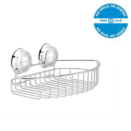 Croydex Twist 'N' Lock Small Storage Basket - Chrome