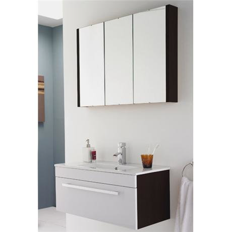 Nova 1000 x 400mm High Gloss White & Ebony Brown Wall Mounted Basin Unit