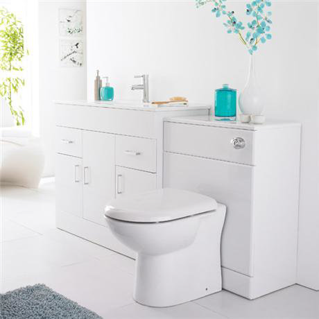 Modena High Gloss White Vanity Unit Bathroom Suite