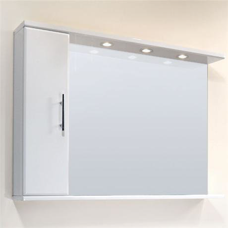 Alaska 1050 x 170mm High Gloss White Illuminated Mirror Cabinet - VTY028