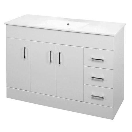 1200mm Minimalist High Gloss White Vanity Unit with Ceramic Basin