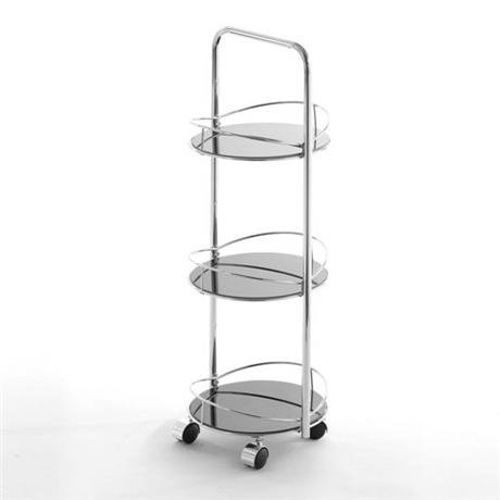 3 Tier Round Black Glass Bathroom Trolley 
