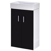 Nova 450 x 320mm High Gloss Black & White Floor Standing Basin Unit - VTFBW450