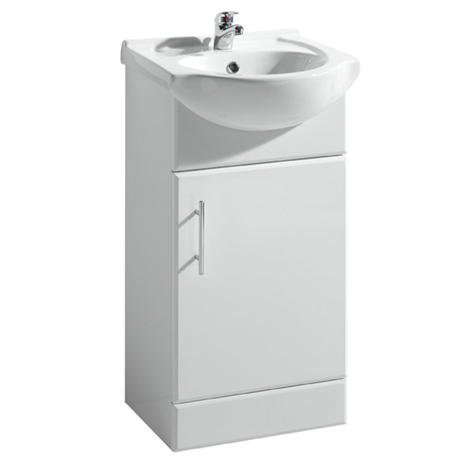 Alaska 450 x 300mm High Gloss White Vanity Unit w/ Ceramic Basin - VTY450