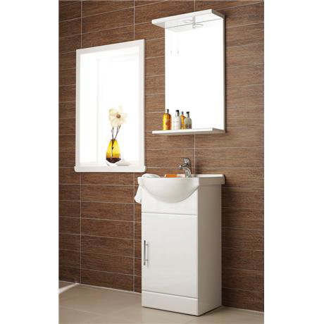 Alaska 450 x 300mm High Gloss White Vanity Unit w/ Illuminated Mirror