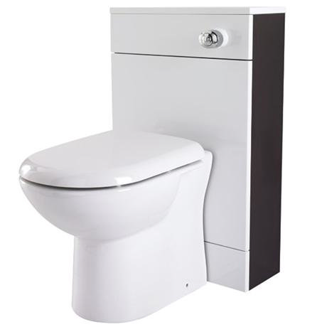 200mm White & Ebony Brown BTW WC Vanity Unit with Cistern & Soft Close Seat 