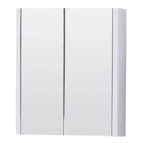 Modena 600 x 110mm White Minimalist Mirror Cabinet with 2 Doors - VTY052