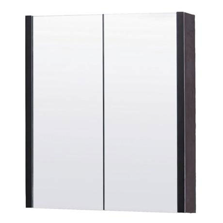 Minimalist 600 x 100mm Ebony Brown Mirror Cabinet with 2 Doors - VTY054