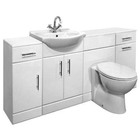 Alaska 1720 x 300mm High Gloss White 4 Piece Vanity Unit Suite