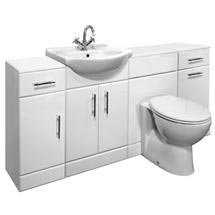 Alaska 1720 x 300mm High Gloss White 4 Piece Vanity Unit Suite