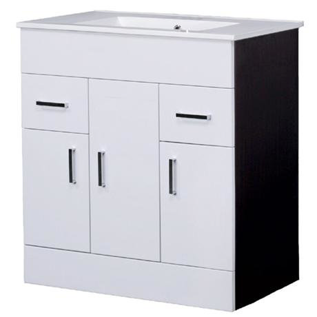 Modena 800 x 400mm White & Ebony Brown Vanity Unit w/ Ceramic Basin - VTMEB800