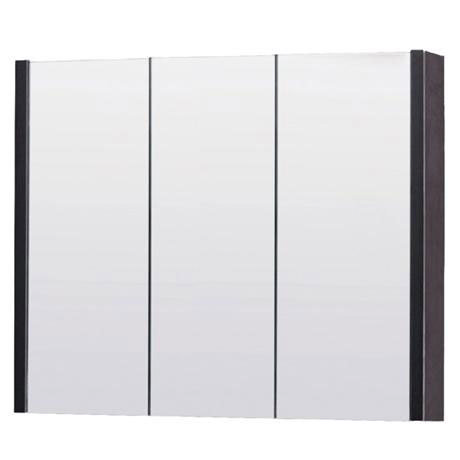 Minimalist 900 x 100mm Ebony Brown Mirror Cabinet with 3 Doors - VTY057