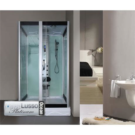 AquaLusso Clearwater Rectangular Steam Shower Cabin - Ocean