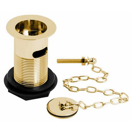 Basin Waste with Brass Plug & Link Chain - Gold