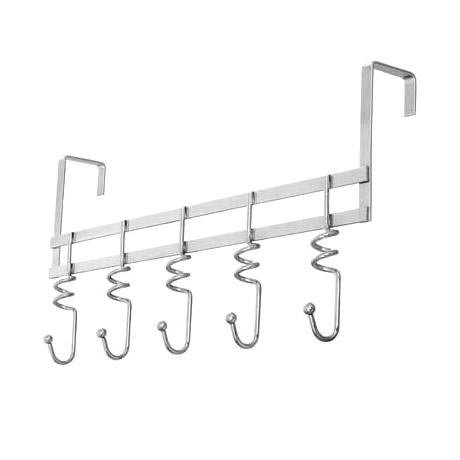 Chrome Effect Over the Door Hanger with 5 Hooks & Swirl Detail