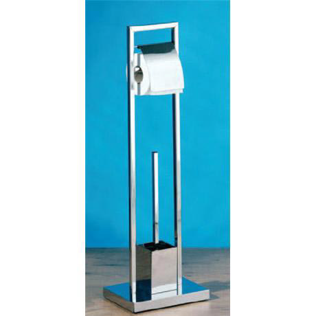 Chrome Tubular Toilet Brush and Roll Holder