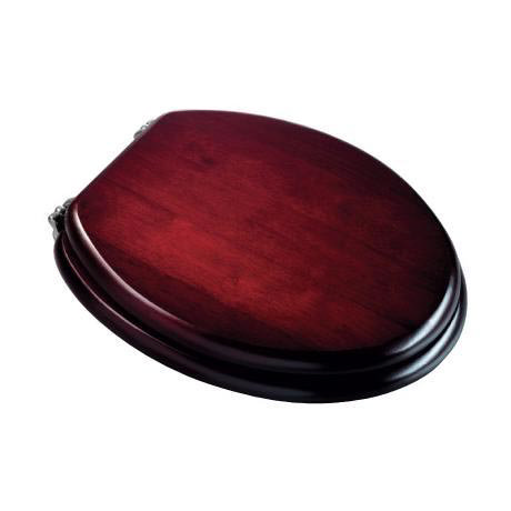 Croydex Mahogony Wooden Toilet Seat with Chrome Plated Fixings