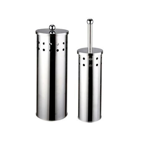 Croydex Stainless Steel Toilet Brush and Toilet Roll Storage Set - AJ401041