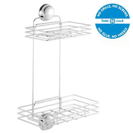 Croydex Twist 'N' Lock 2-Tier Shelf - Chrome