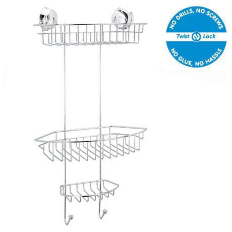 Croydex Twist 'N' Lock 3-Tier Basket - Chrome