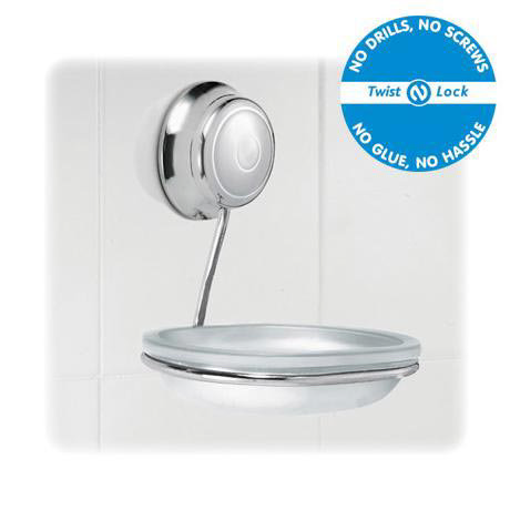 Croydex Twist 'N' Lock Soap Dish and Holder - Chrome