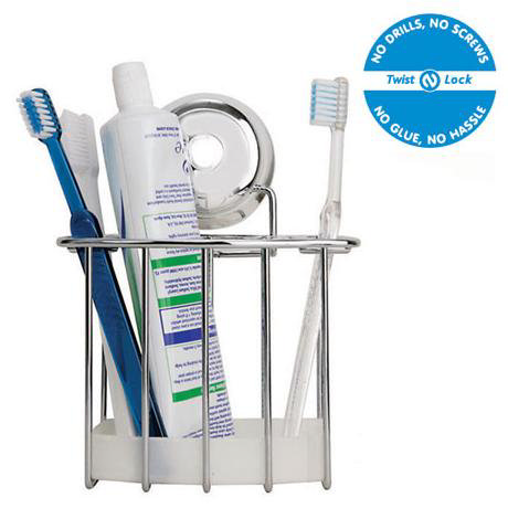 Croydex Twist 'N' Lock Toothbrush Holder - Chrome