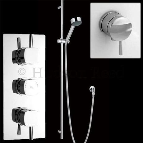 Hudson Reed Kia Triple Shower Valve, Kew Slider Rail Kit & Freeflow
