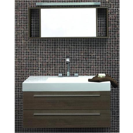 Durab Maria 1000 Wall Mounted Vanity Unit with Basin & Mirror - Grey Oak