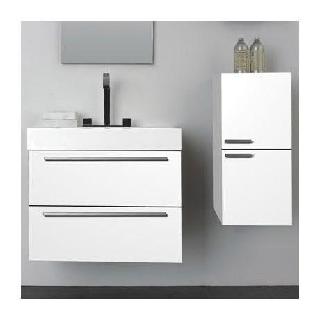 White Bathroom Wall Cabinet on Signature 690 Wall Mounted Vanity Unit With Basin Side Cabinet White