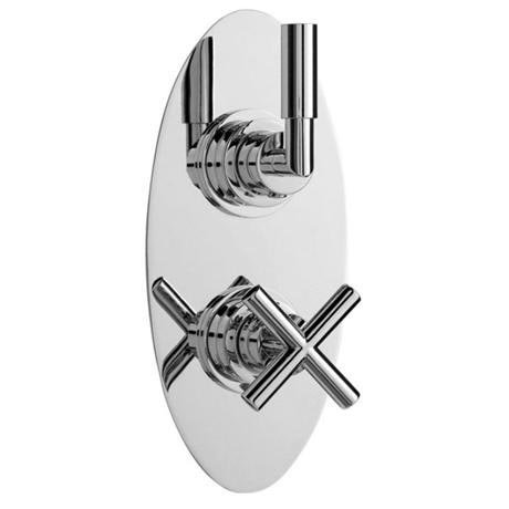 Helix Thermostatic Twin Shower Valve with Built-in Diverter Oval Plate