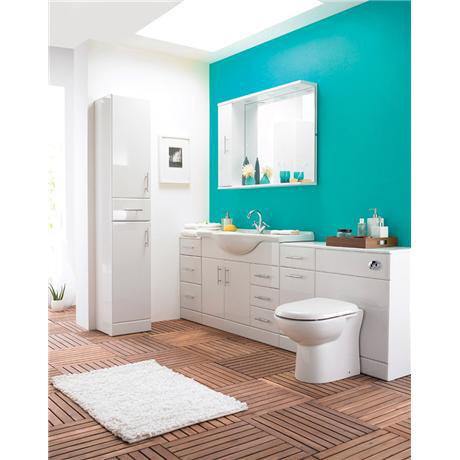 Alaska High Gloss White 6 Piece Vanity Unit Bathroom Suite