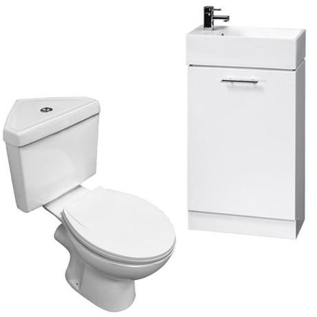Best price for High Gloss White Compact Vanity Unit Cloakroom Suite