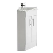 Alaska High Gloss White Corner Cabinet Vanity Unit w/ Ceramic Basin - VTCW001