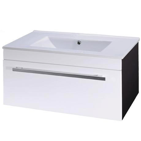 Nova Gloss White & Ebony Brown Wall Mounted Basin Unit