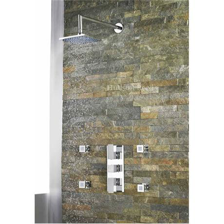 Hudson Reed - Aspire Triple Concealed Valve with Square fixed Shower Head and 4 x Square Body Jets -