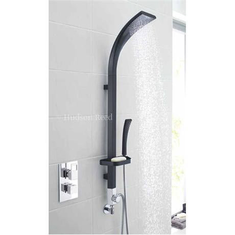 Hudson Reed - Logo Twin Concealed Thermo Shower Valve with Flare Black Shower Kit - HUD-LOG-SHW
