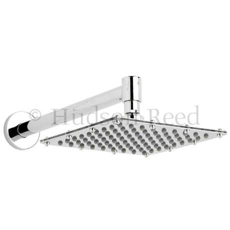 Hudson Reed Square Fixed Shower Head and Contemporary Arm - Chrome - FH307
