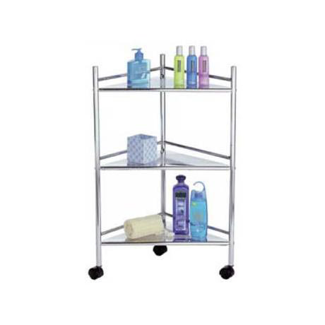 Omega Bathroom Chrome 3 Tier Triangle Corner Trolley
