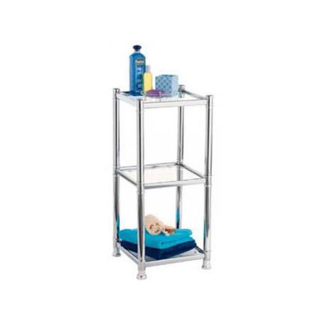 Omega Bathroom Chrome Deluxe 3 Tier Rack with Glass Shelves