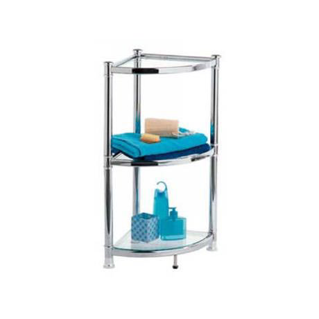 Omega Bathroom Chrome Deluxe 3 Tier Glass Corner Unit