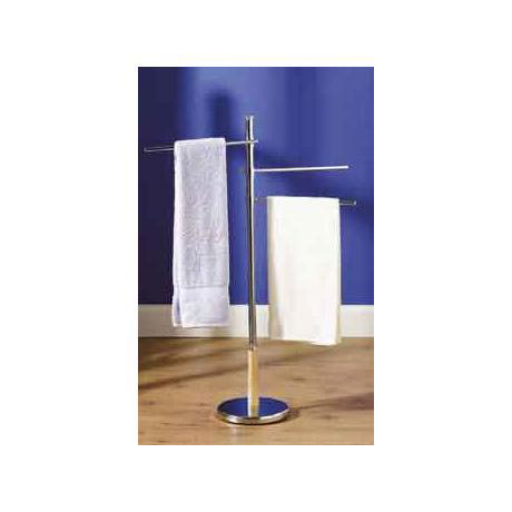 Chrome/natural Wood 3 Arm Towel Floor Stand