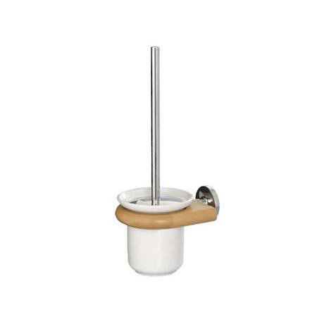 Natural Beech & Chrome Toilet Brush Holder