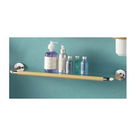 Natural Beech/Chrome Glass Shelf
