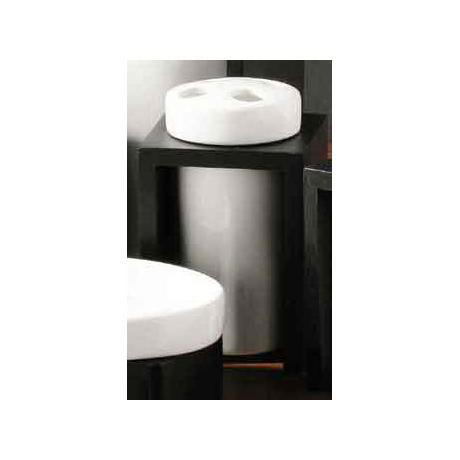 White Dolomite Toothbrush Holder w/Black Stand
