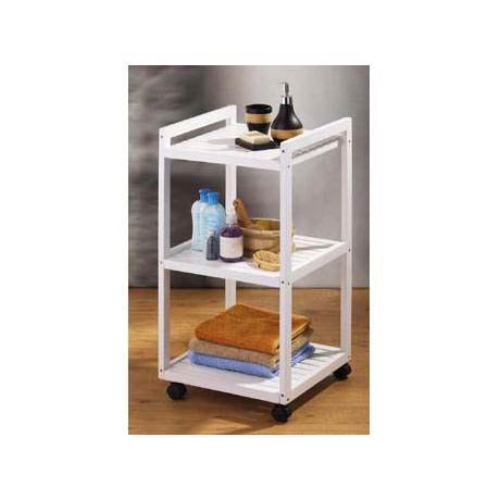 3 Tier Wooden Slatted Shelved Trolley