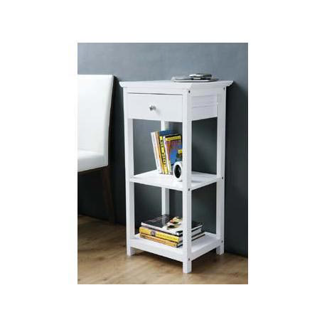 White Wood 2 Tier Cabinet w/Drawer