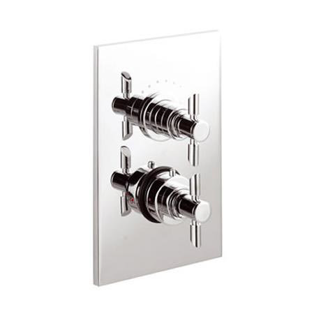 Mitre Twin Shower Valve with Built-in Diverter Square Plate