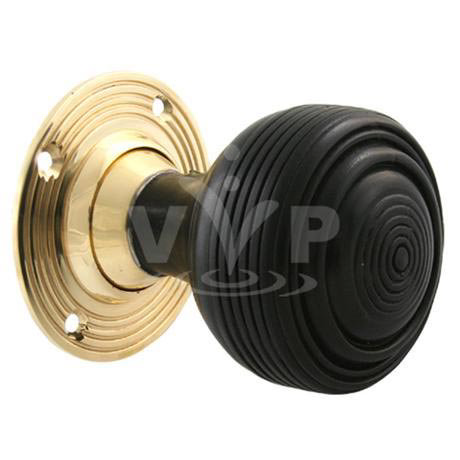 Classic Wooden Beehive Door Knobs with Brass Back Plate