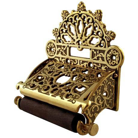 Decorative Polished Brass Toilet Roll Holder