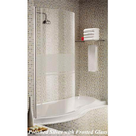 Aqualux Elite Modern Curved Polished Silver Frosted Glass- FBS0065AQU